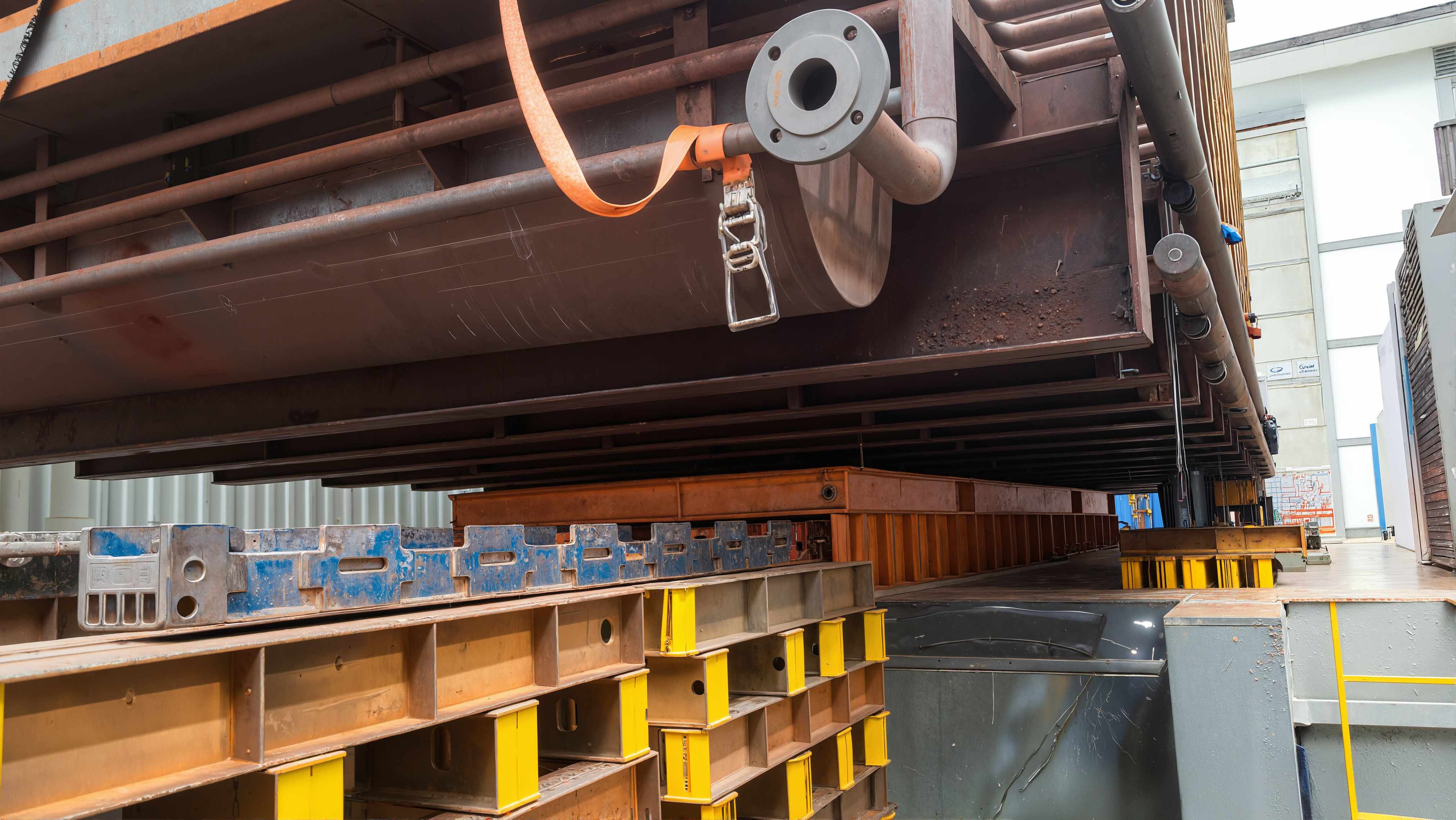 Movimentação de equipamento industrial pesado com pórtico hidráulico